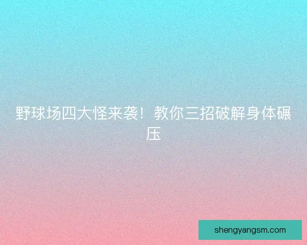 野球场四大怪来袭！教你三招破解身体碾压