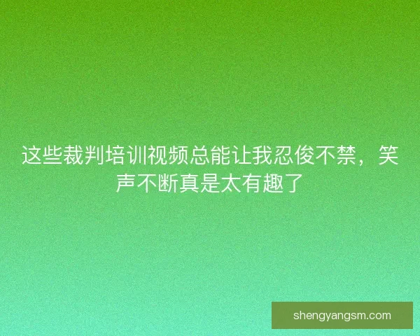这些裁判培训视频总能让我忍俊不禁，笑声不断真是太有趣了