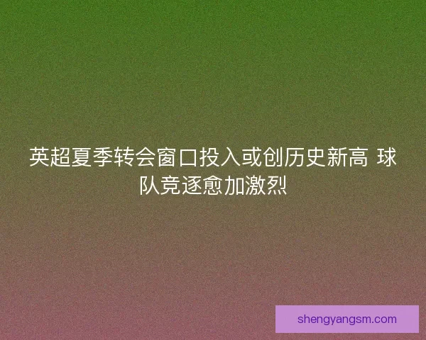 英超夏季转会窗口投入或创历史新高 球队竞逐愈加激烈 英超夏季转会窗口投入或创历史新高 球队竞逐愈加激烈